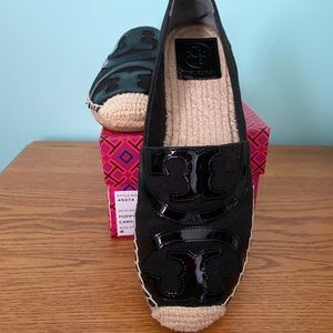 Tory Burch Poppy Canvas Espadrille 8 Black